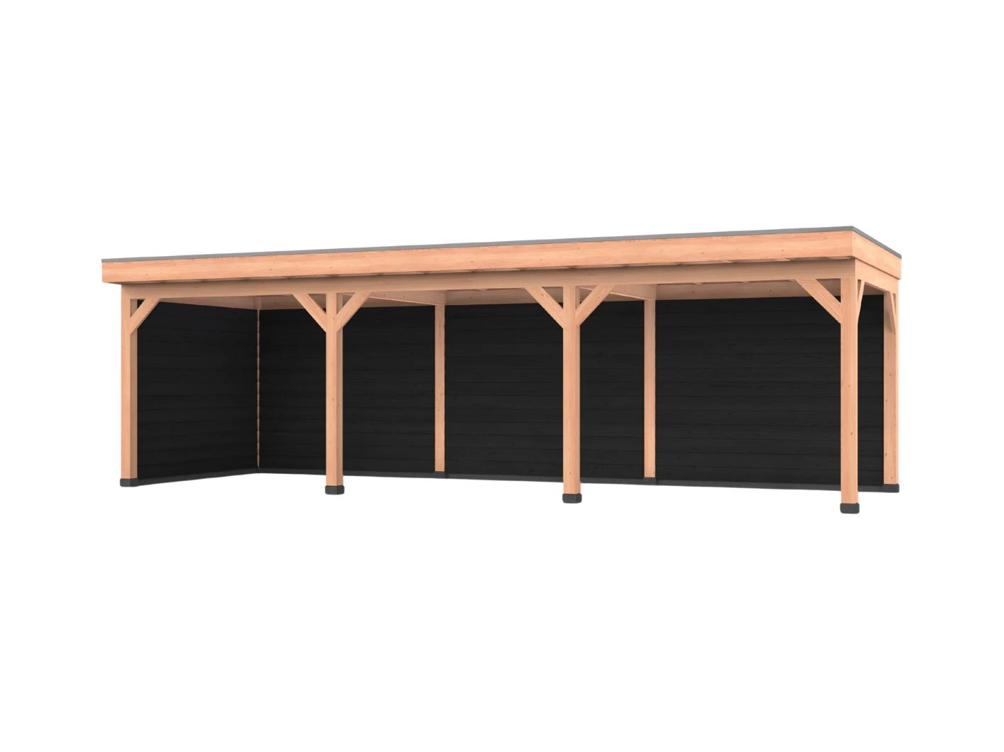 Douglas overkapping, 900 x 300, met zwarte achterwand en zijwand, Westwood Comfort Green - Afbeelding 1